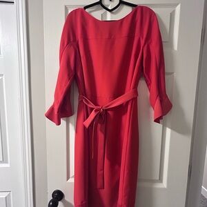 Banana Republic Red Long Sleeve Tie Waist Dress